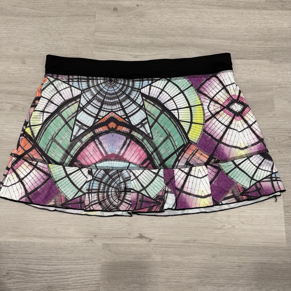 Sofibella Tennis Skirt Skort 1x Stained Glass Kaleidoscope Athletic Stretch